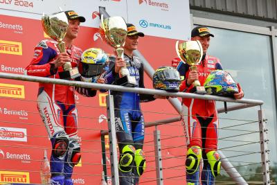 Ryan Vickers, Tommy Bridewell, Andrew Irwin, BSB, 2024, Brands Hatch, podium, 20th July 